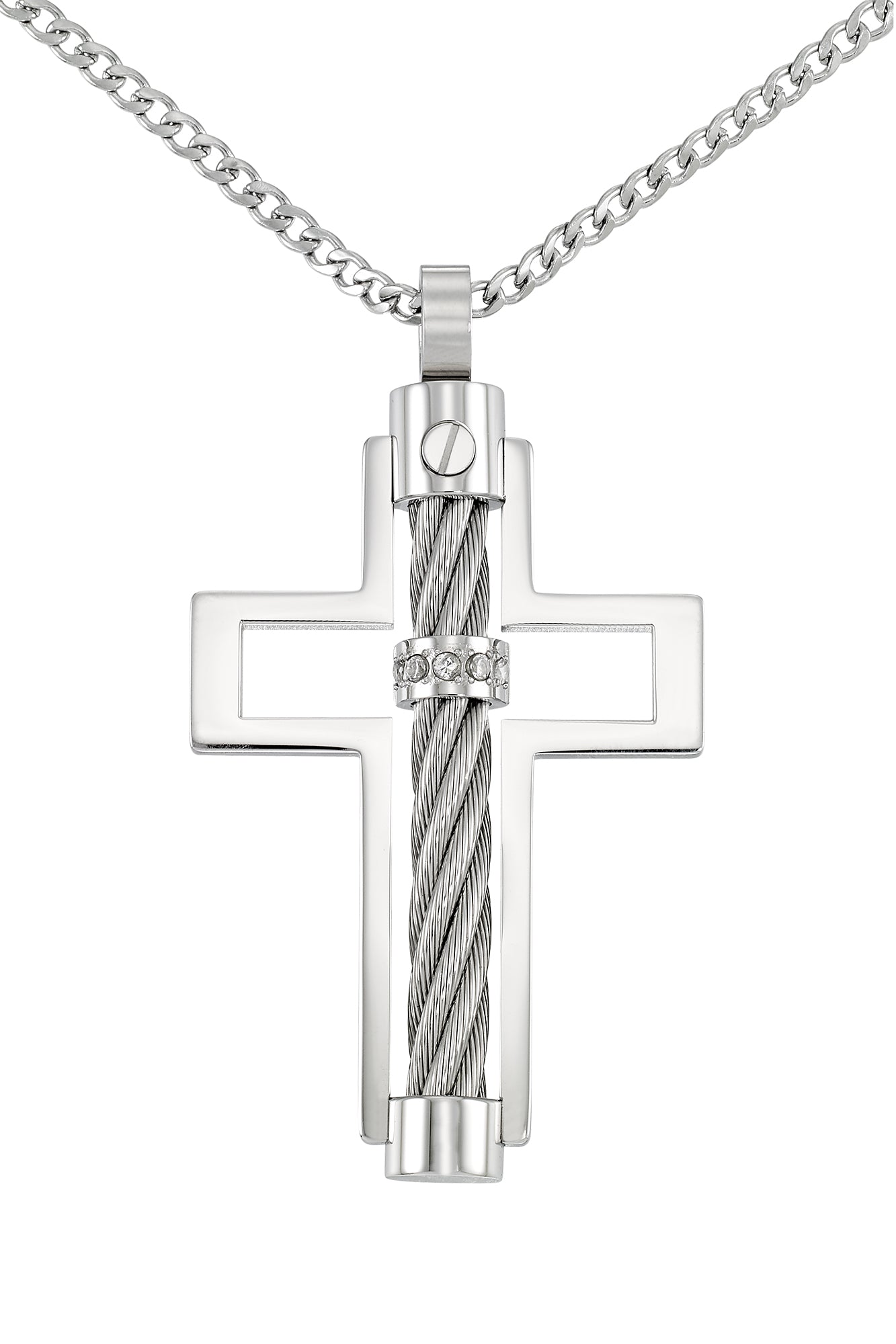 LEGACY for MEN by Simone Sm Mens Crystal Cross 24 Pendan Stainless fashion Steel 24