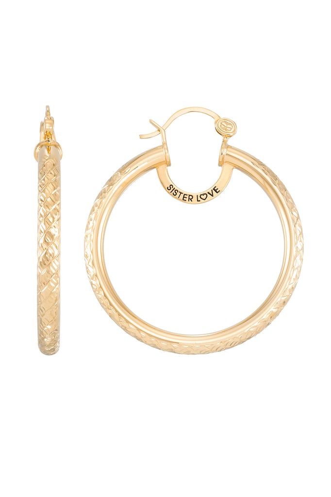 Sister Love Baby Diamond Cut Queen Hoops