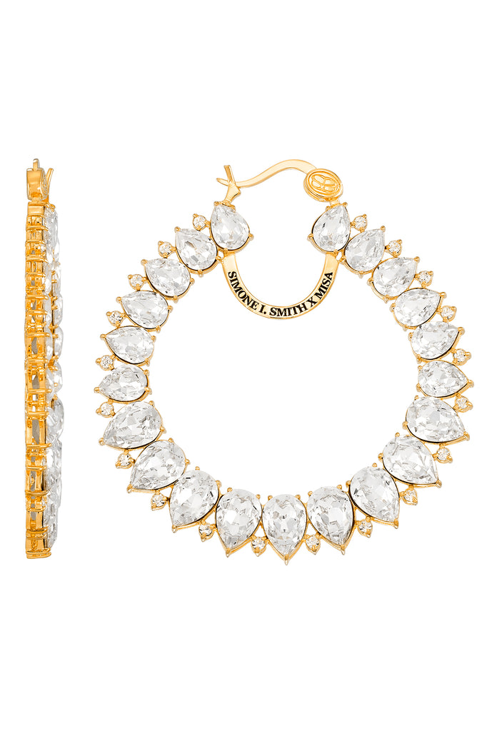 【美品】mame / Geometry Shirring Tops Solid 10K Yellow Gold Diamond-cut Hoop Earrings, With Secure