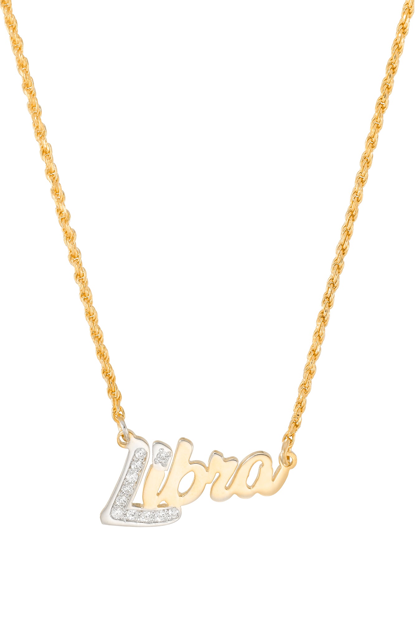 Libra Horoscope buy Necklace, Personalized Zodiac Jewelry, Engraved Name with Gemstones