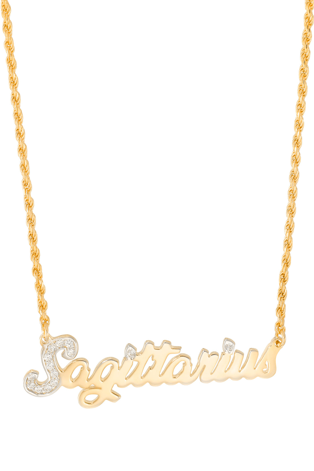 Simone Smith Zodiac Nameplate Necklaces Sagittarius