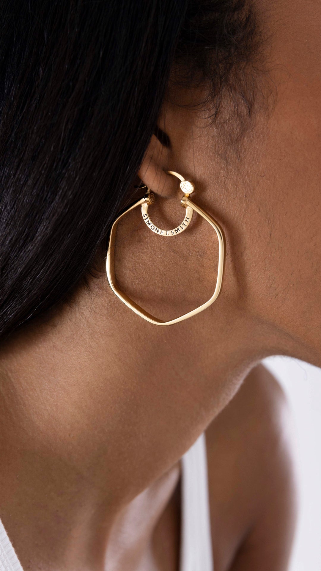 Honeycomb Hoops Medium - Hexagon Hoop Earrings - Story