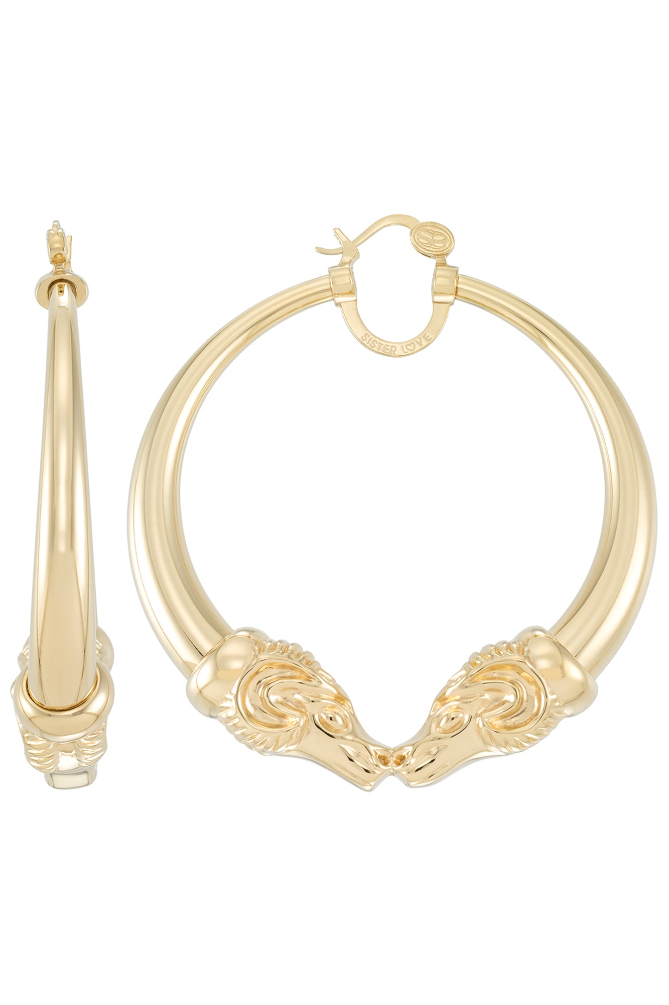 Kissing ram shop hoop earrings